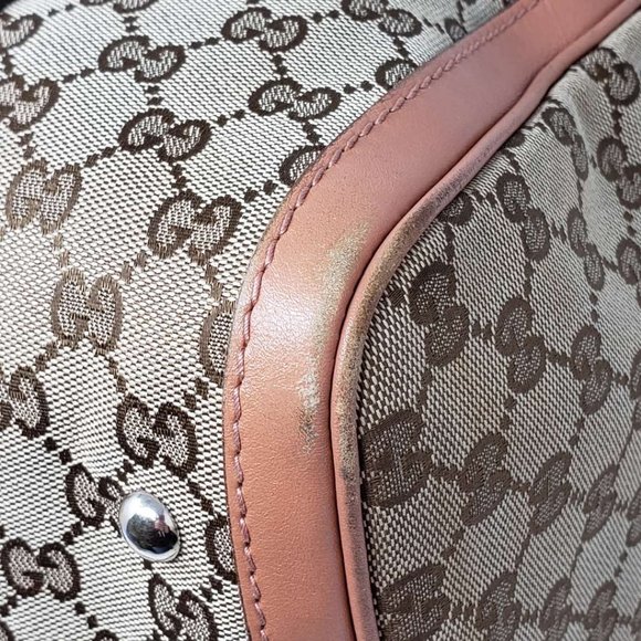 100% Auth Gucci Canvas Vintage Boston Satchel Bag - Picture 9 of 16